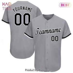 AVAILABLE Custom Gray Black White Baseball Jersey