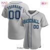 AVAILABLE Custom Gray Navy Aqua Authentic Baseball Jersey