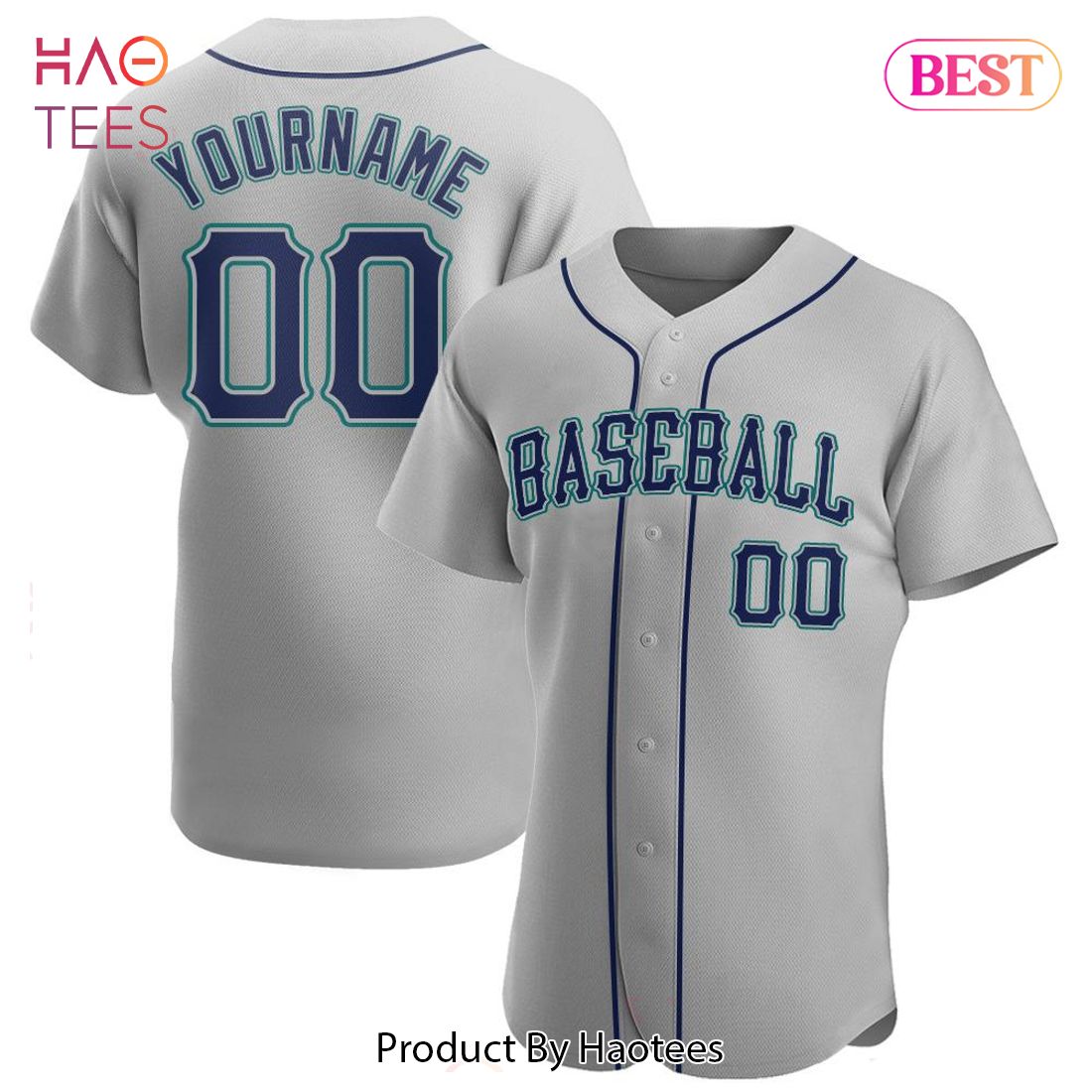 AVAILABLE Custom Gray Navy Aqua Authentic Baseball Jersey AVAILABLE Custom Gray Navy Aqua Authentic Baseball Jersey
