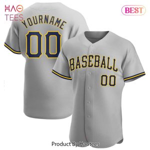 AVAILABLE Custom Gray Navy Gold Authentic Baseball Jersey