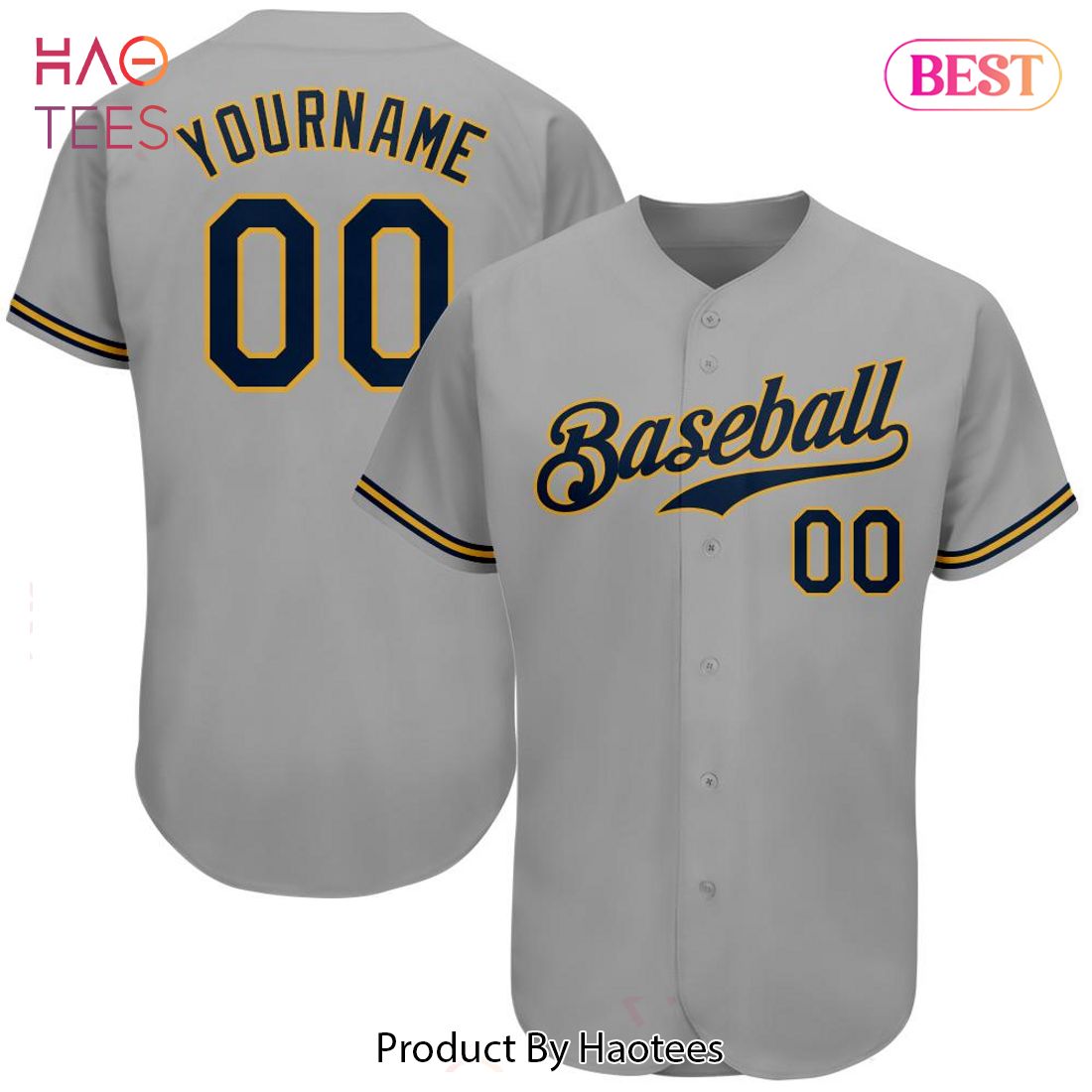 AVAILABLE Custom Gray Navy Old Gold Authentic Baseball Jersey AVAILABLE Custom Gray Navy Old Gold Authentic Baseball Jersey
