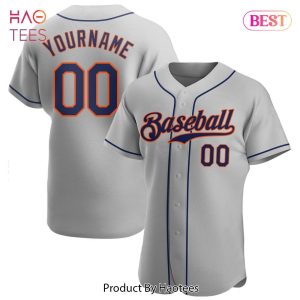 AVAILABLE Custom Gray Navy Orange Authentic Baseball Jersey