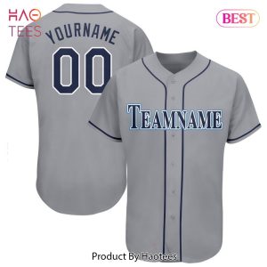 AVAILABLE Custom Gray Navy Powder Blue Baseball Jersey
