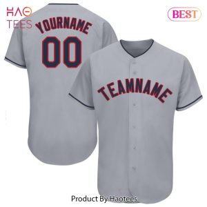 AVAILABLE Custom Gray Navy Red Baseball Jersey