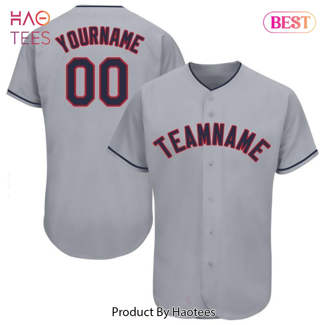 AVAILABLE Custom Gray Navy Red Baseball Jersey AVAILABLE Custom Gray Navy Red Baseball Jersey