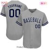 AVAILABLE Custom Gray Navy Orange Authentic Baseball Jersey