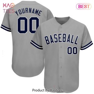 AVAILABLE Custom Gray Navy White Authentic Baseball Jersey