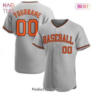 AVAILABLE Custom Gray Orange Black Authentic Baseball Jersey