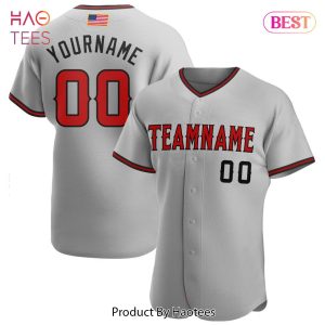 AVAILABLE Custom Gray Red Black Authentic American Flag Fashion Baseball Jersey