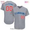 AVAILABLE Custom Gray Red Navy Baseball Jersey AVAILABLE Custom Gray Red Navy Baseball Jersey