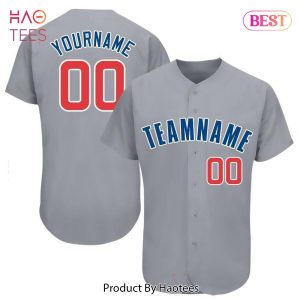 AVAILABLE Custom Gray Red Royal Baseball Jersey