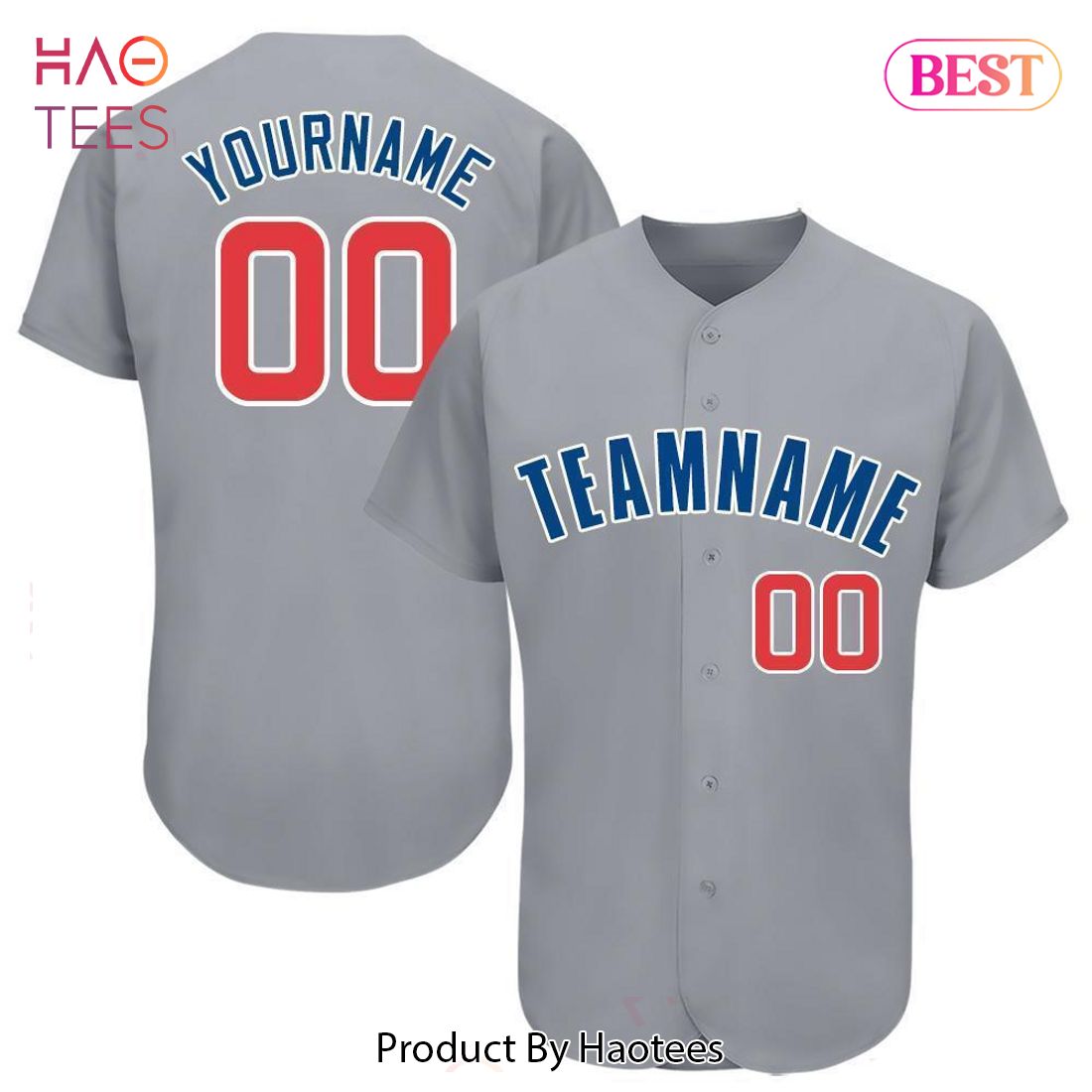 AVAILABLE Custom Gray Red Royal Baseball Jersey AVAILABLE Custom Gray Red Royal Baseball Jersey