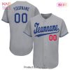 AVAILABLE Custom Gray Royal White Authentic Baseball Jersey