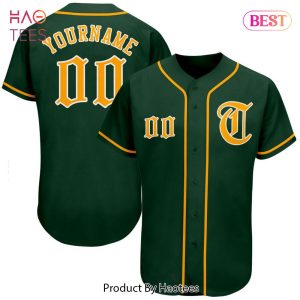 AVAILABLE Custom Green Gold White Authentic Baseball Jersey