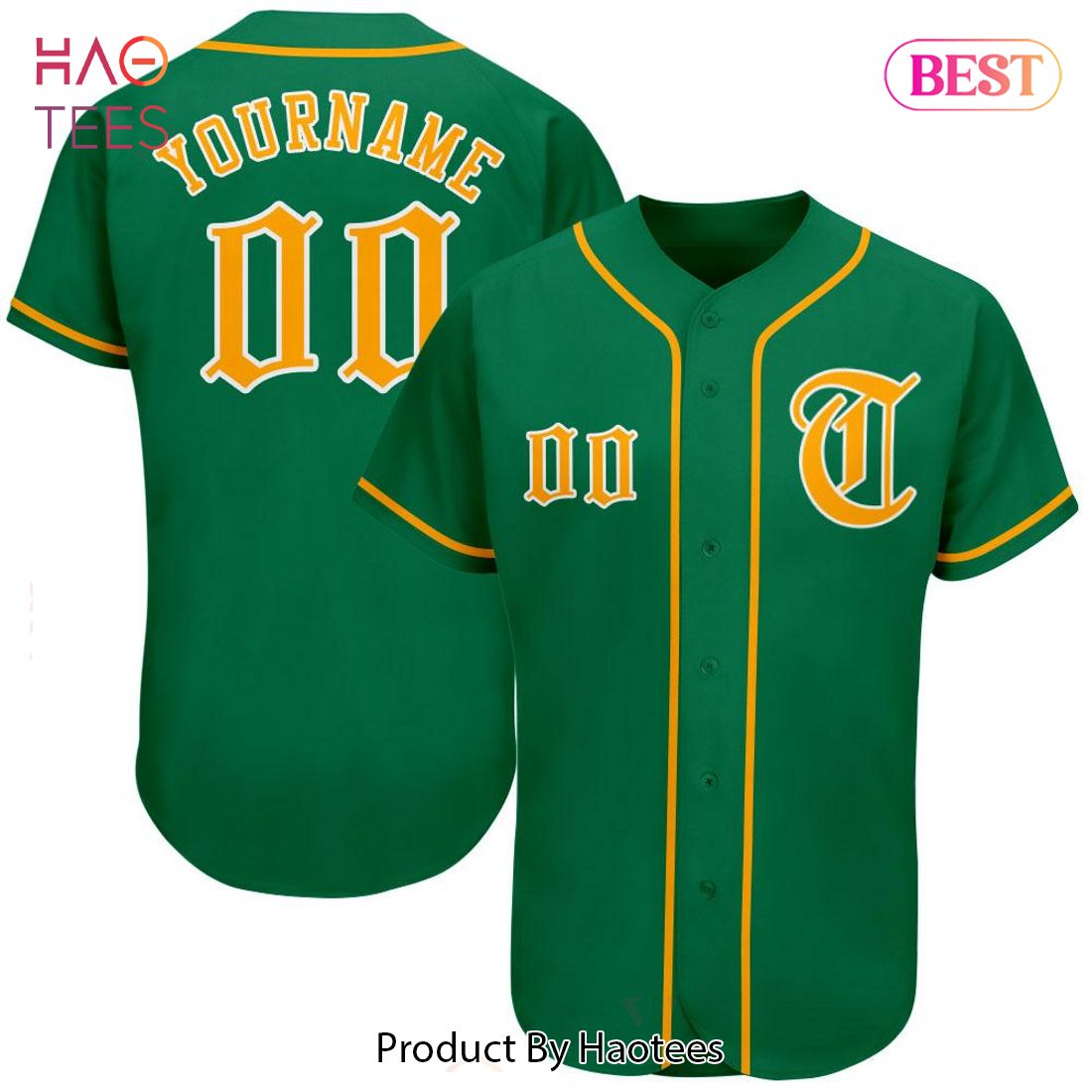 AVAILABLE Custom Kelly Green Gold White Authentic Baseball Jersey AVAILABLE Custom Kelly Green Gold White Authentic Baseball Jersey