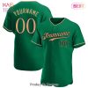 AVAILABLE Custom Kelly Green Gold White Authentic Baseball Jersey AVAILABLE Custom Kelly Green Gold White Authentic Baseball Jersey