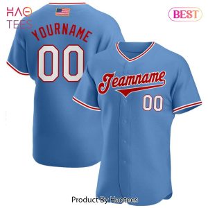 AVAILABLE Custom Light Blue White Red Authentic American Flag Fashion Baseball Jersey