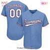 AVAILABLE Custom Light Blue White Red Baseball Jersey