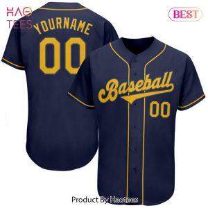 AVAILABLE Custom Navy Gold Authentic Baseball Jersey