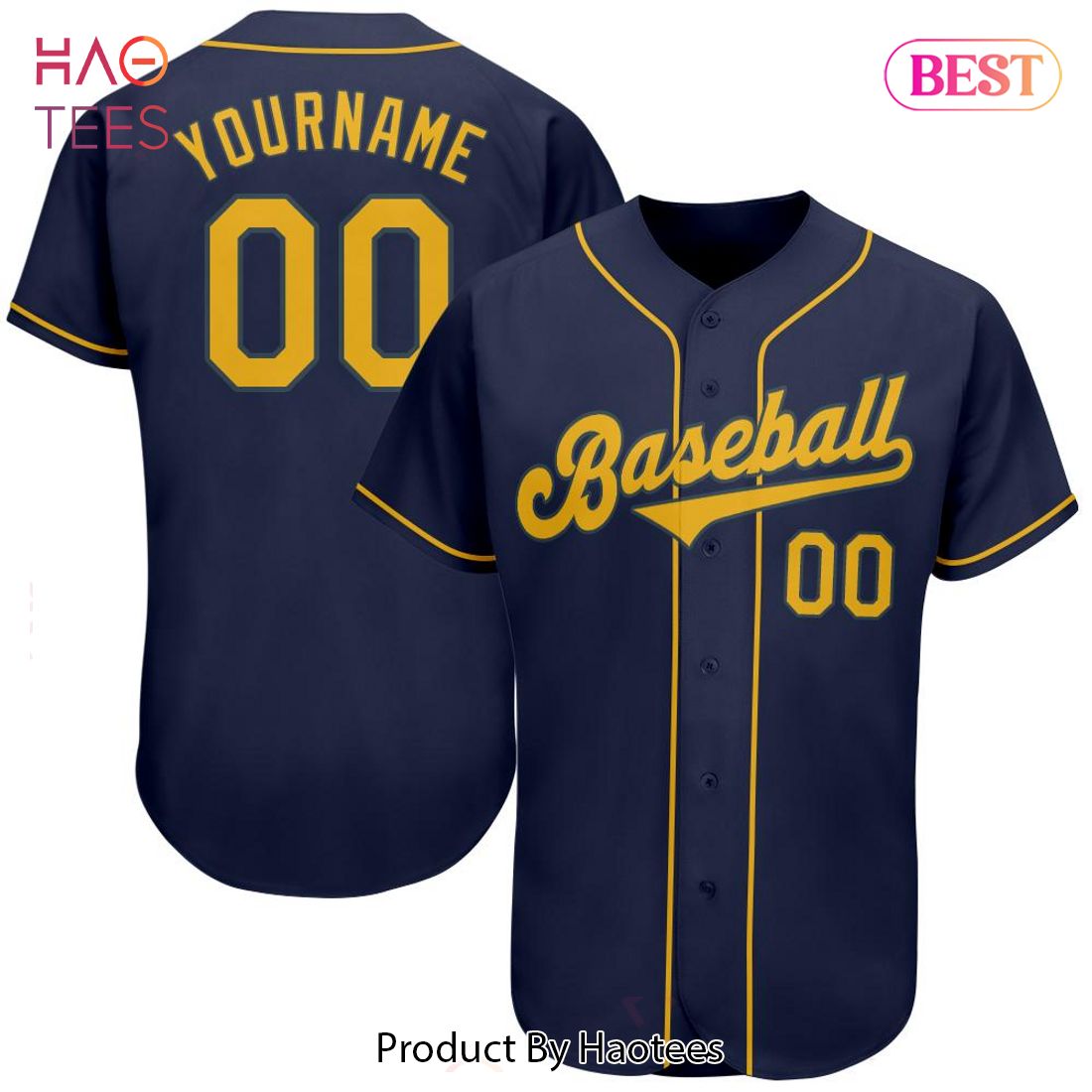 AVAILABLE Custom Navy Gold Authentic Baseball Jersey AVAILABLE Custom Navy Gold Authentic Baseball Jersey