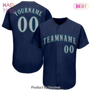 AVAILABLE Custom Navy Gray Aqua Baseball Jersey