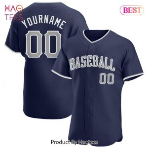 AVAILABLE Custom Navy Gray White Authentic Baseball Jersey
