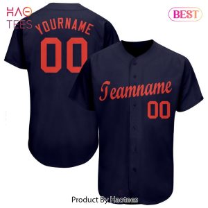 AVAILABLE Custom Navy Orange Baseball Jersey