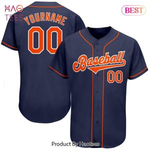 AVAILABLE Custom Navy Orange White Authentic Baseball Jersey