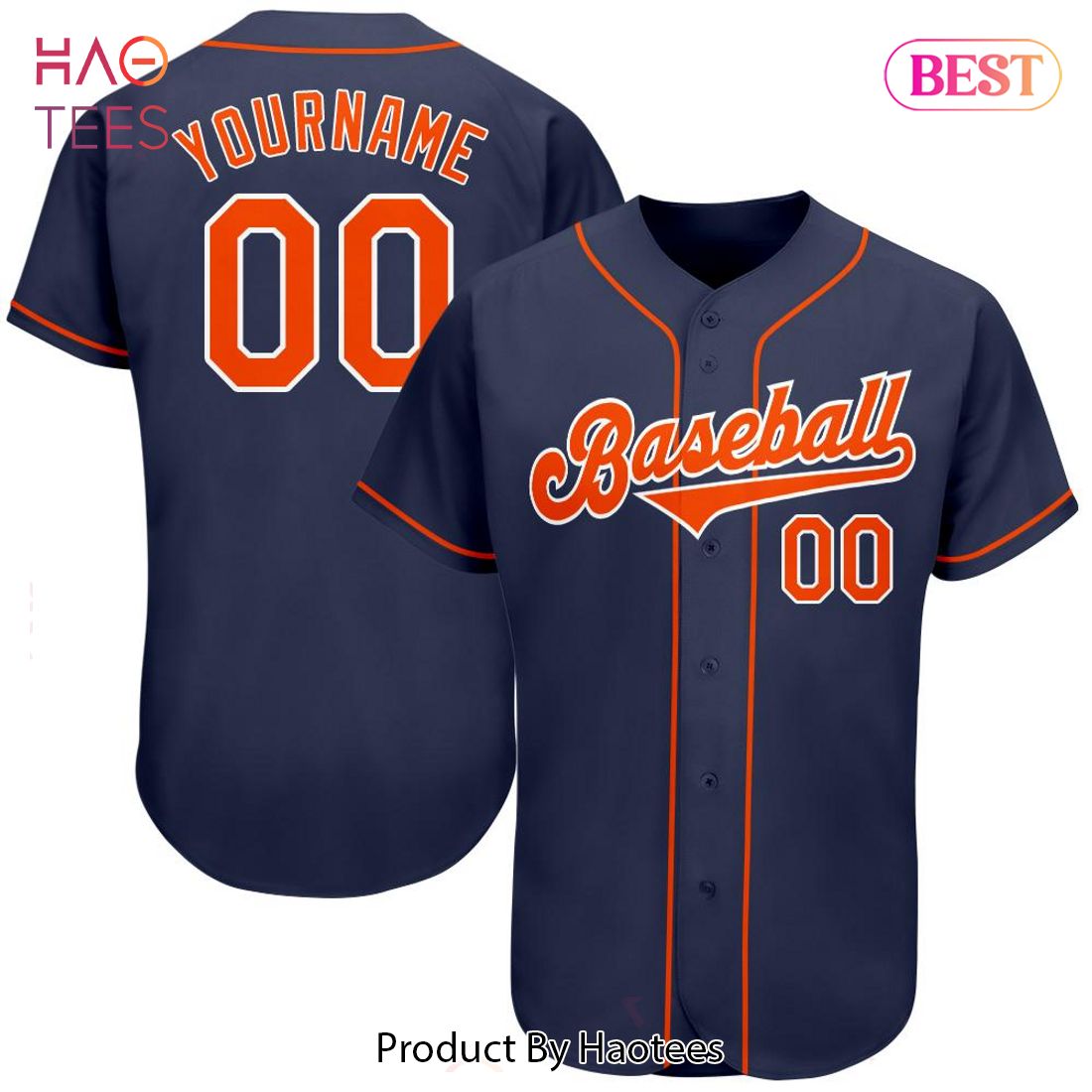 AVAILABLE Custom Navy Orange White Authentic Baseball Jersey AVAILABLE Custom Navy Orange White Authentic Baseball Jersey