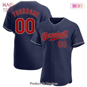 AVAILABLE Custom Navy Red Gray Authentic Baseball Jersey
