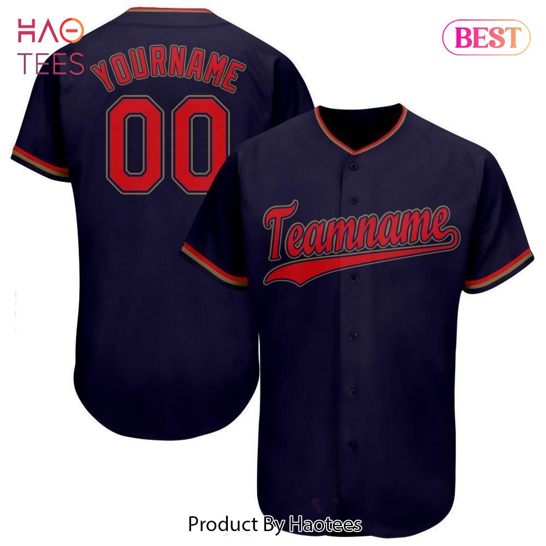 AVAILABLE Custom Navy Red Old Gold Baseball Jersey AVAILABLE Custom Navy Red Old Gold Baseball Jersey