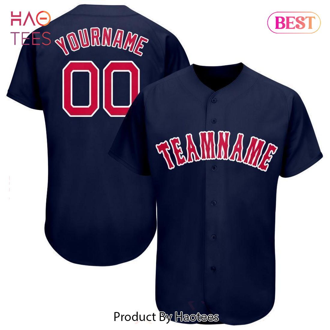AVAILABLE Custom Navy Red White Baseball Jersey AVAILABLE Custom Navy Red White Baseball Jersey