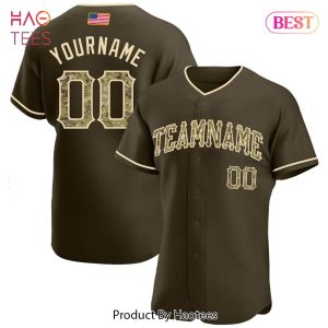 AVAILABLE Custom Olive Camo Khaki Authentic Salute To Service American Flag Fashion Baseball Jersey