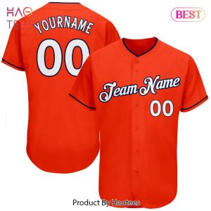 AVAILABLE Custom Orange White Navy Authentic Baseball Jersey