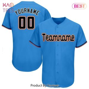 AVAILABLE Custom Powder Blue Black Orange Baseball Jersey