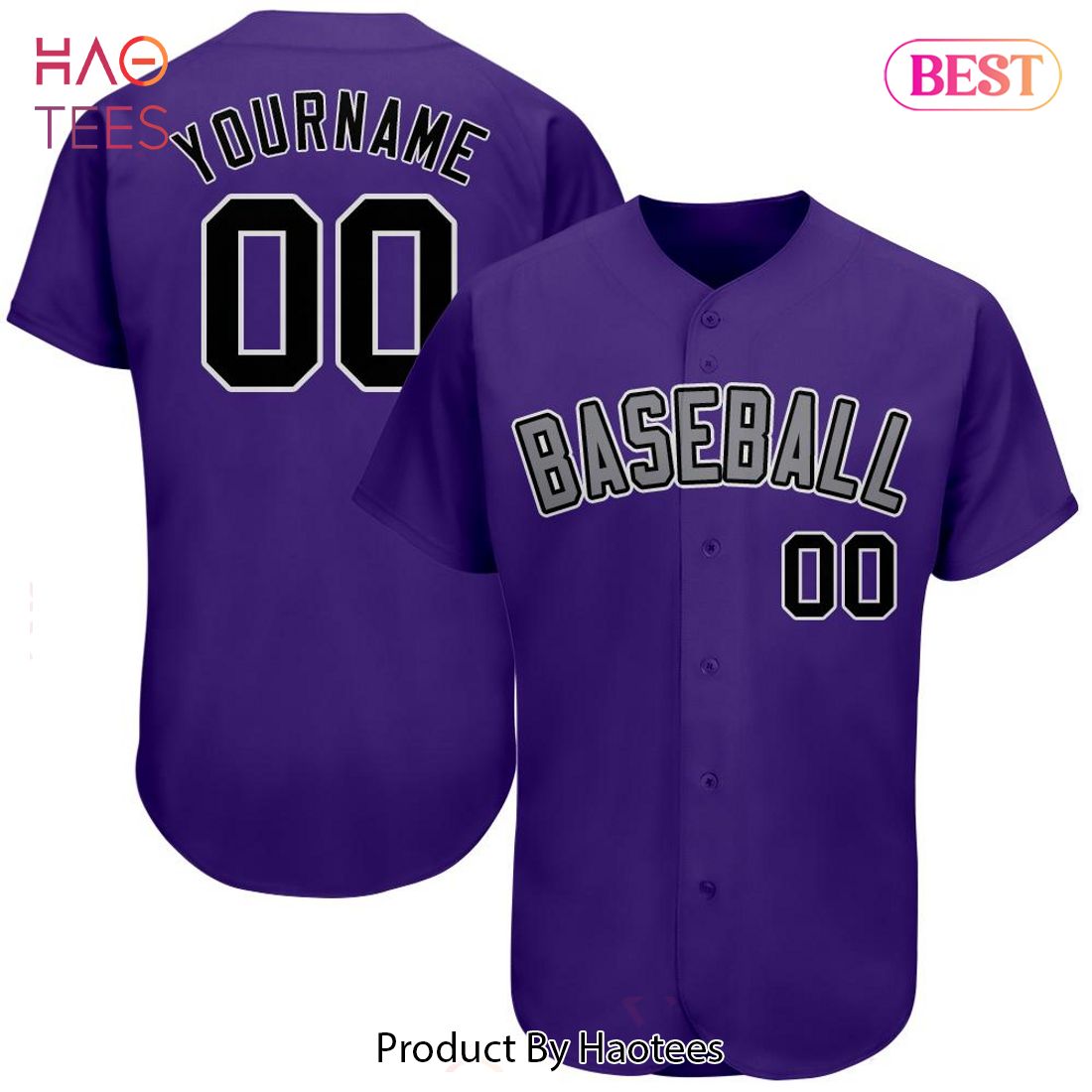 AVAILABLE Custom Purple Black Gray Authentic Baseball Jersey AVAILABLE Custom Purple Black Gray Authentic Baseball Jersey