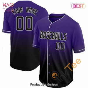 AVAILABLE Custom Purple Black Gray Fade Baseball Jersey