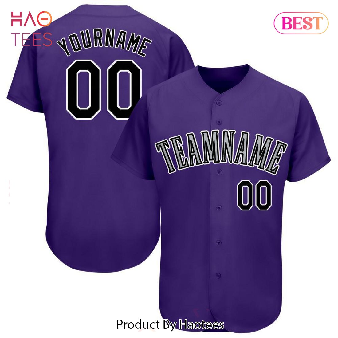AVAILABLE Custom Purple Black White Baseball Jersey AVAILABLE Custom Purple Black White Baseball Jersey