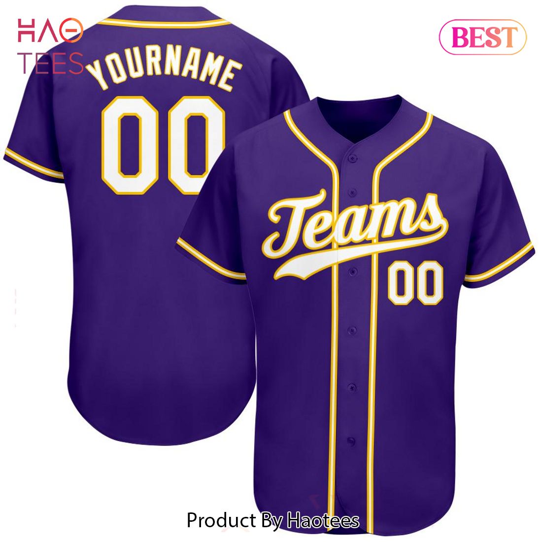 AVAILABLE Custom Purple White Gold Authentic Baseball Jersey AVAILABLE Custom Purple White Gold Authentic Baseball Jersey