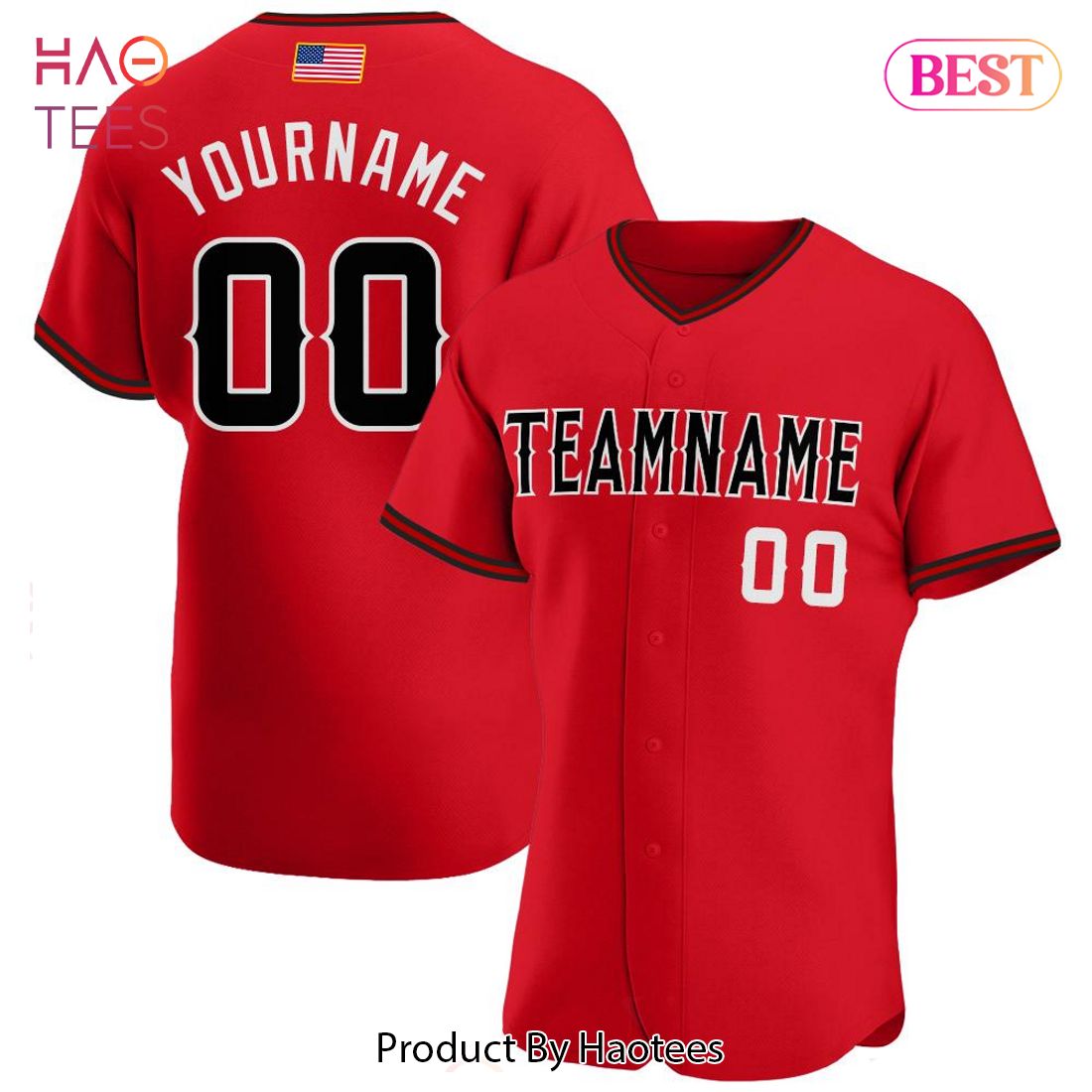 AVAILABLE Custom Red Black White Authentic American Flag Fashion Baseball Jersey AVAILABLE Custom Red Black White Authentic American Flag Fashion Baseball Jersey