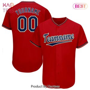 AVAILABLE Custom Red Navy Old Gold Baseball Jersey