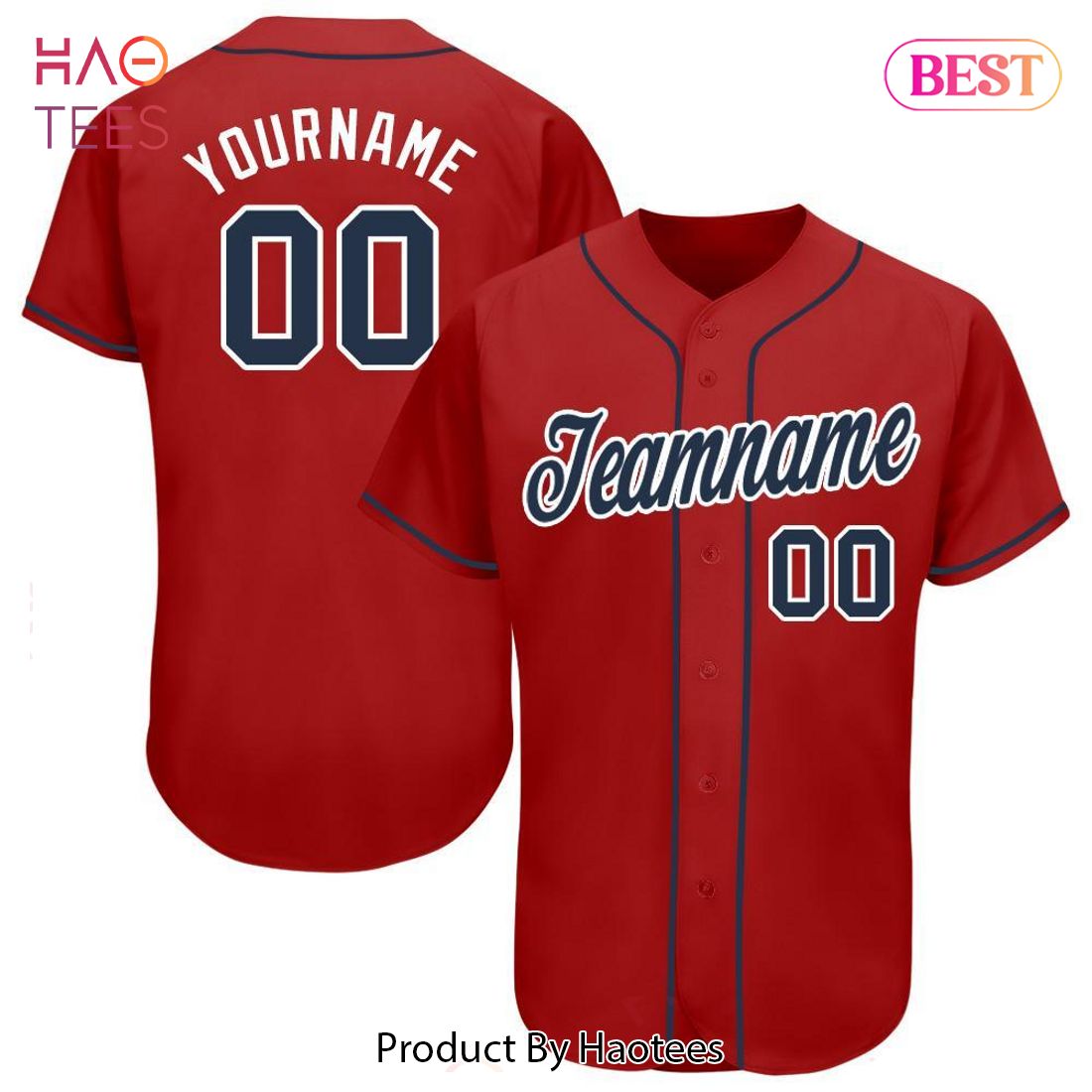 AVAILABLE Custom Red Navy White Baseball Jersey AVAILABLE Custom Red Navy White Baseball Jersey