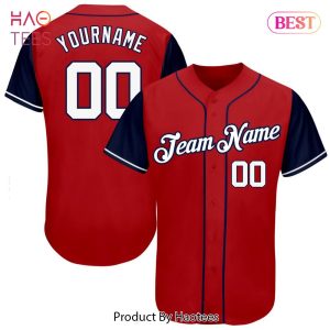 AVAILABLE Custom Red White Navy Authentic Baseball Jersey