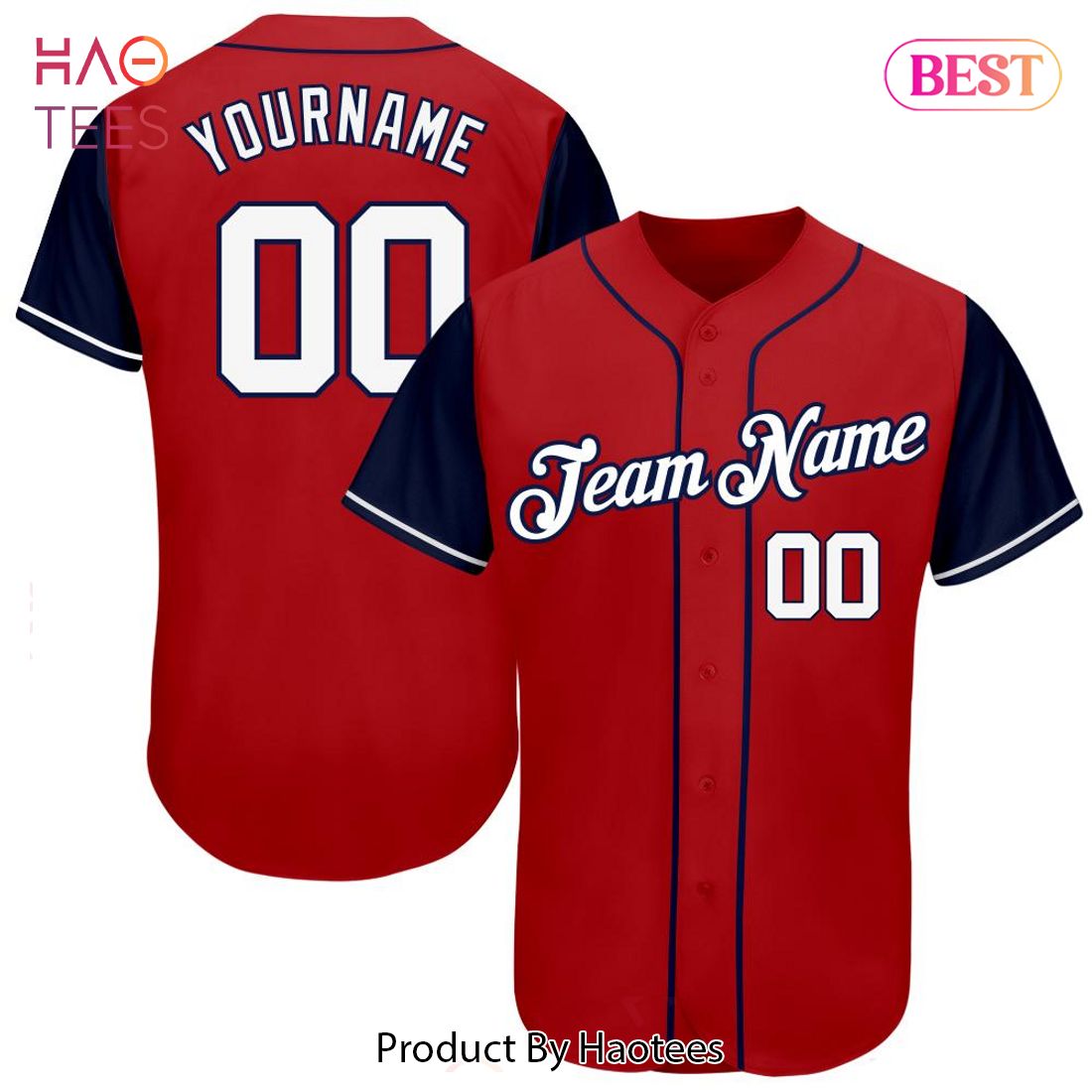 AVAILABLE Custom Red White Navy Authentic Baseball Jersey AVAILABLE Custom Red White Navy Authentic Baseball Jersey