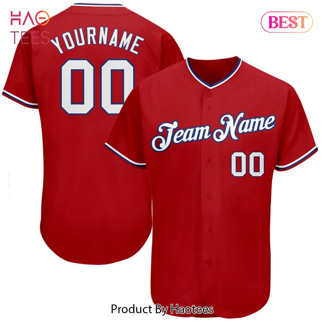 AVAILABLE Custom Red White Royal Authentic Baseball Jersey AVAILABLE Custom Red White Royal Authentic Baseball Jersey