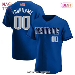 AVAILABLE Custom Royal Gray Navy Authentic American Flag Fashion Baseball Jersey