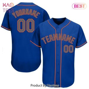 AVAILABLE Custom Royal Gray Orange Baseball Jersey