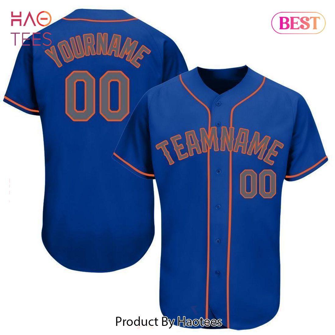 AVAILABLE Custom Royal Gray Orange Baseball Jersey AVAILABLE Custom Royal Gray Orange Baseball Jersey