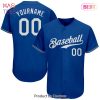 AVAILABLE Custom Royal White Baseball Jersey AVAILABLE Custom Royal White Baseball Jersey