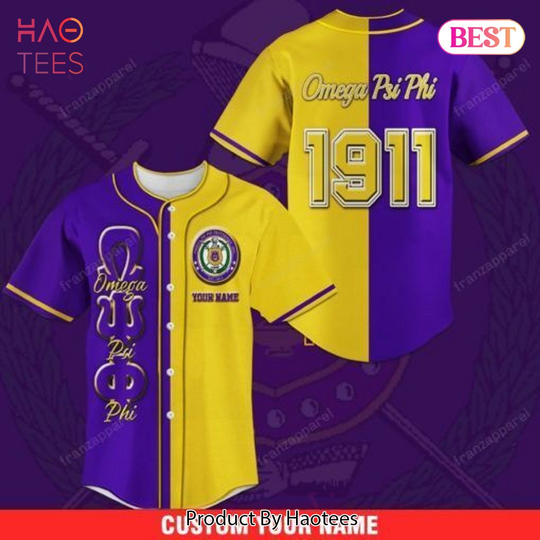 AVAILABLE Omega Psi Phi Fraternity 1911 Fraternity Baseball Shirt 036